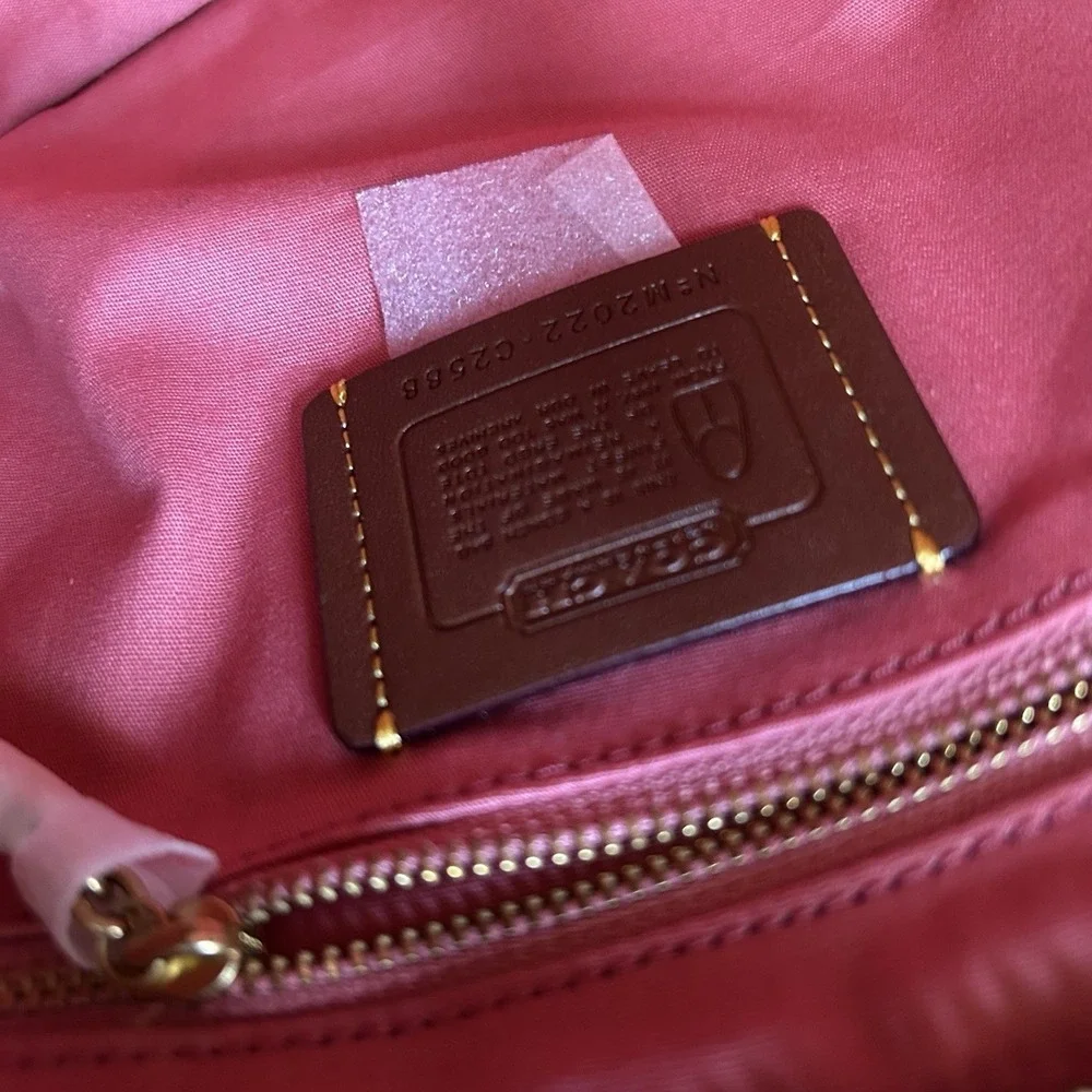 Coach Ergo Pink‎ Signature Jacquard Leather Shoulder Bag C2588 Good